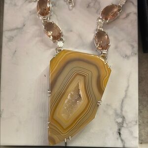 Yellow Agate Druzy Necklace